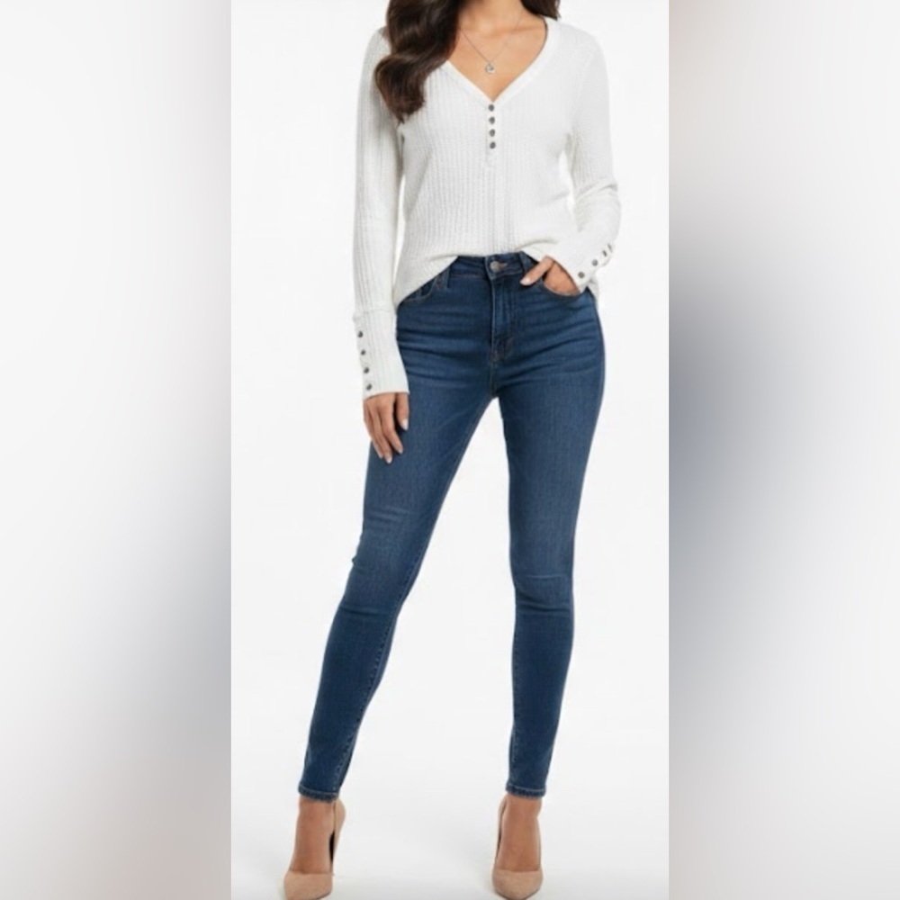 Chaser White Ribbed Long Sleeve Top